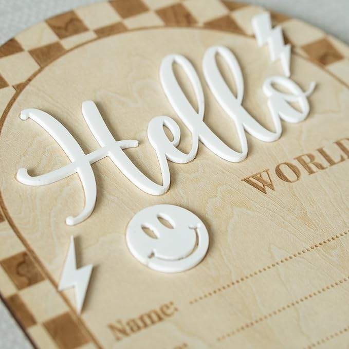 Baby Announcement Sign, Hello World Newborn Sign for Hospital, Rad Little Dude Card, Baby Announcements Ideas, Newborn Photography Props Double-Sided (HW2)