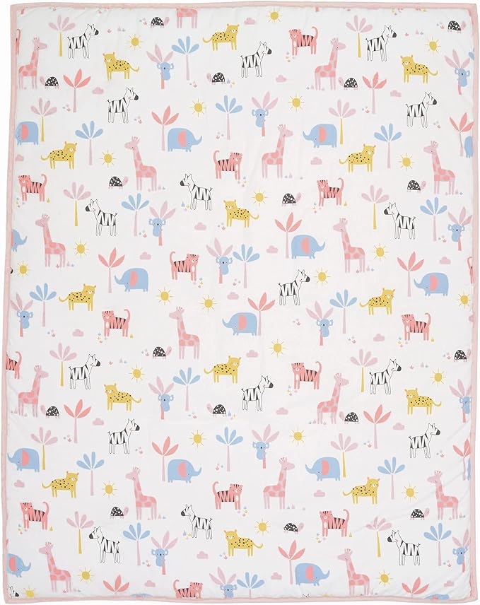 Lambs & Ivy Snuggle Jungle Pastel Safari Cotton Jersey 3-Piece Crib Bedding Set