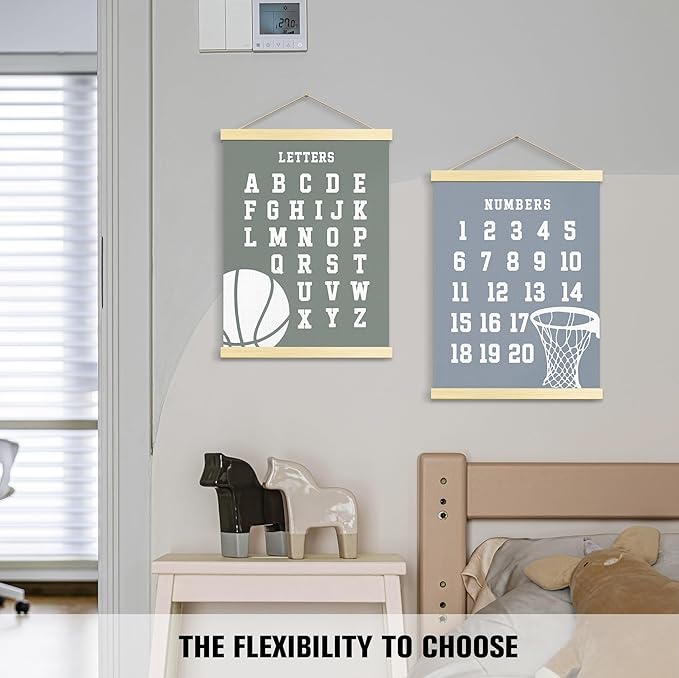 Buildinest Numbers Abc Wall Chart for Toddler Learning Posters, Nursery Wall Decor Playroom Wall Decor and Alphabet Banner,Preschool &Homeschool Wooden Alphabet Poster For Toddlers-B04