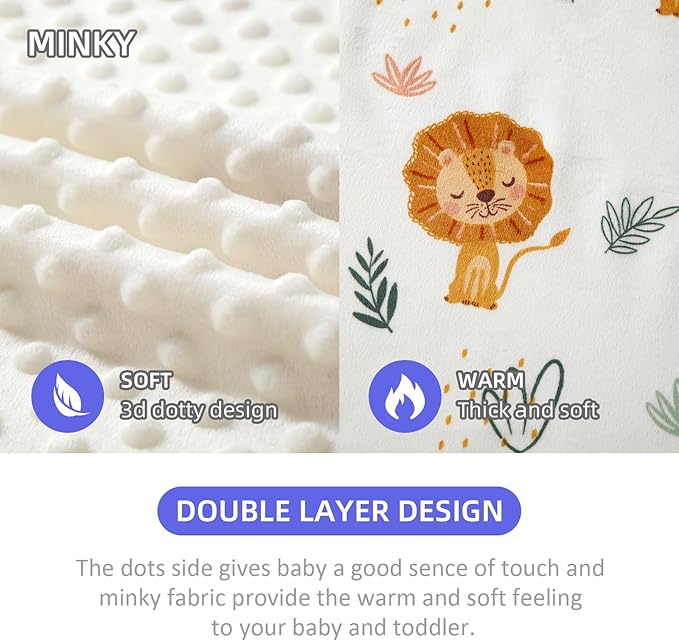 iEvolve Baby Nursery Bed Blankets Ultra Soft Double Layer Mini Blanket Minky Blanket Receiving Blankets Shower Gifts(Lion,30 * 47in)