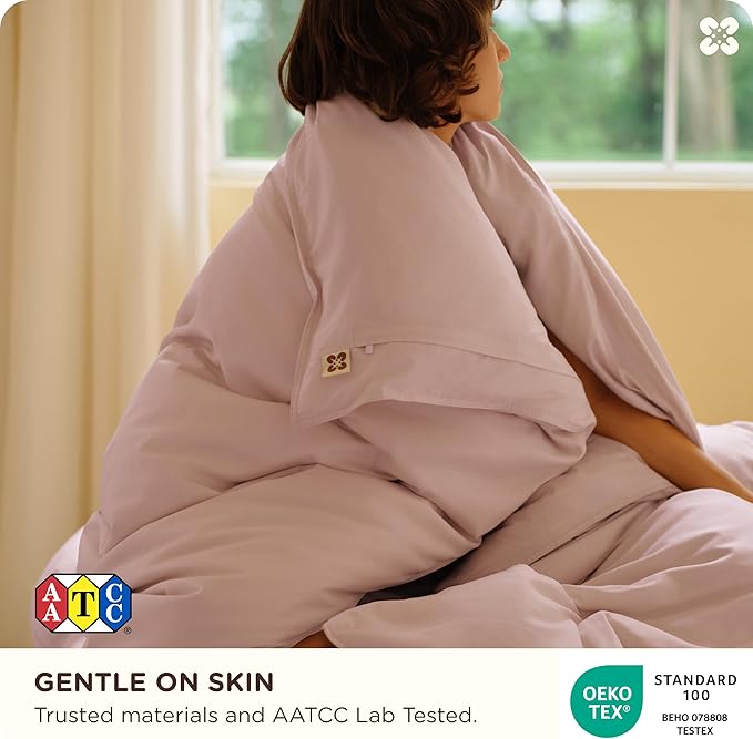 Bedsure Cooling Duvet Cover King Size, Cotton & Rayon Derived from Bamboo Blend Duvet Cover Set for Hot Sleepers,Ultra-Soft, Breathable & Lightweight Home Bedding for All Seasons (Petal Pink,104"x90")