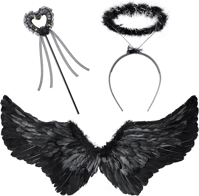 Irtysh Kids Angel Costume With Angel Feather Wings headband Wand Set For Girl's Halloween Birthday Cosplay