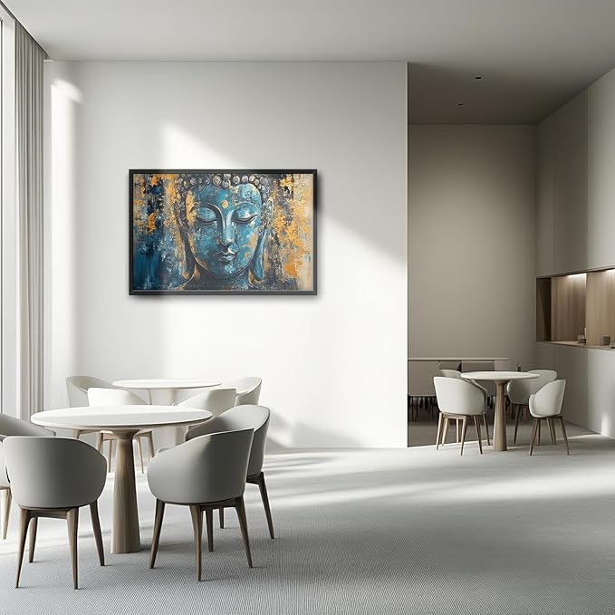 Olivine Buddha Wall Art, Zen Pictures Wall Decor, Religious Canvas Prints Painting, Framed Artwork for Bathroom Bedroom Living Room Office Home Spa Mediation Room Decoration 36"x24"