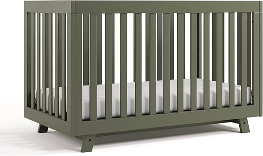Storkcraft Beckett 3-in-1 Convertible Crib (Olive) – GREENGUARD Gold Certified, Fits Standard Crib Mattress, Converts to Toddler Bed and Daybed, 4 Adjustable Mattress Heights, Grow-with-Me Design