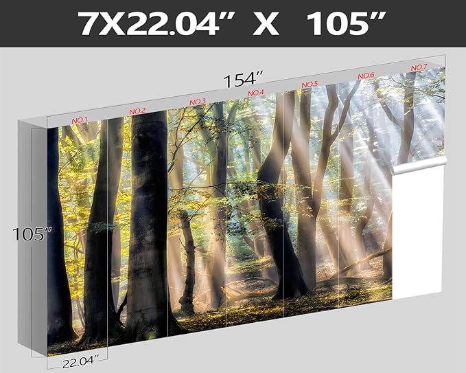 XMPMBM-Sunny Forest Woodland Fabric Wallpaper Misty Tree Living Room Bedroom Bathroom Wall Mural-W 154" X H 105"（112 Square Foot）