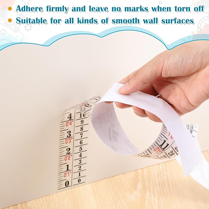Tatuo Growth Chart Wall Labels Height Indicator Tape Ruler Growth Chart Decor Height Indicator Adhesive Ruler for Home Room Measuring (Clear)