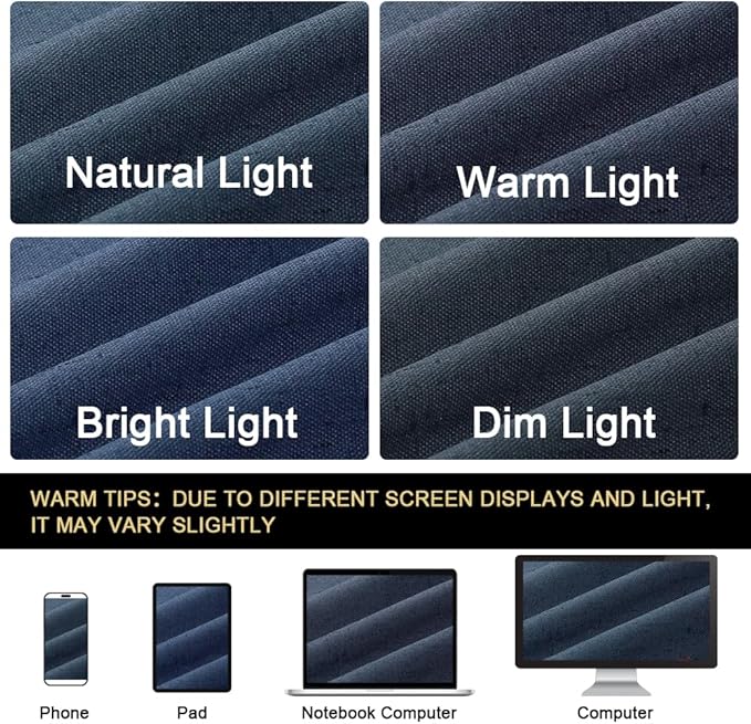 PrinceDeco Primitive Textured Linen 100% Blackout Curtains for Bedroom/Living Room Energy Saving Window Treatment Curtain Drapes, Burlap Fabric with White Thermal Insulated Liner Navy 52x84 Inch