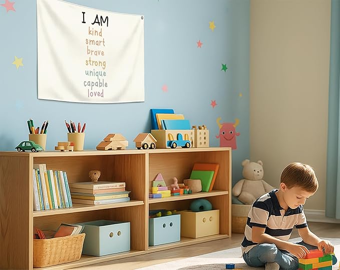 Christian Bible Verse Scripture Rectangular Banner Flag Wall Decor Gift for Baby Boy Girl Kids,Nursery Above Crib Bedroom Reading Room Decor-Baby,Shower Birthday Thanksgiving Christmas Gift-I Am Kind