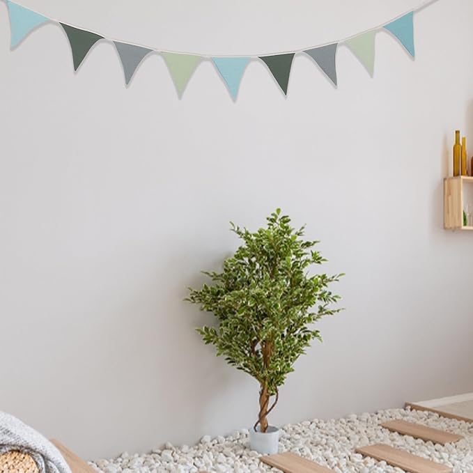 Pennant Banner Flags,Infant and toddler room decoration pennant,for Nursery Decor Baby Birthday Boho Wedding Shower Party Event (Blue-green triangular flag banner)