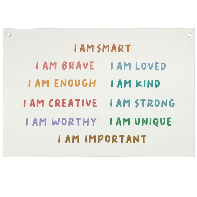 Boho Rectangular Banner Flag Pennant Wall Art Decor Gift for Baby Boy Girl Kids,Nursery Classroom Bedroom Playroom Reading Room Bedroom Decor-I Am Smart I Am Brave-Baby,Shower Birthday Christmas Gift