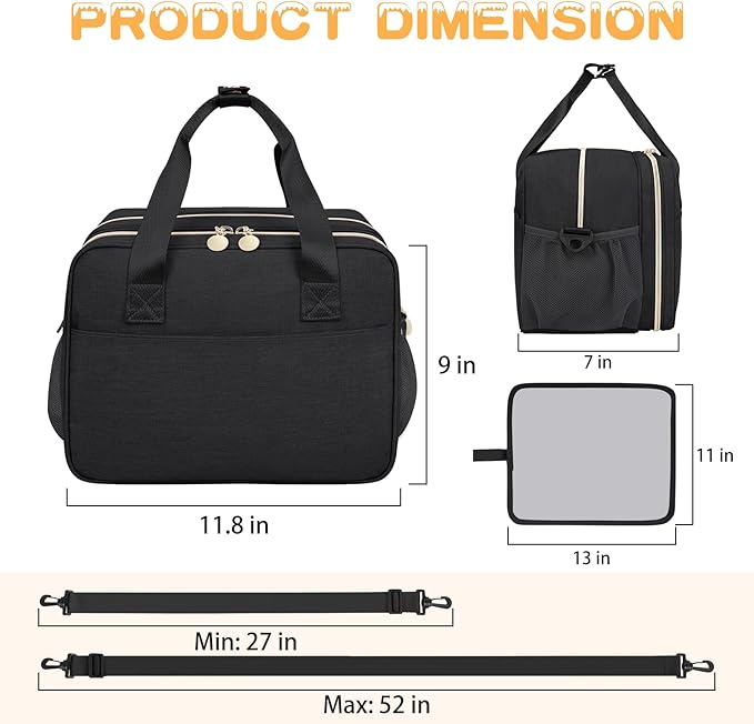 Wearable Breast Pump Bag, Breast Milk Cooler Bags with with Insulated Compartment & Waterproof Mat, Pumping Bag Compatible with Momcozy, Medela, Willow and Elvie Pumps, Black