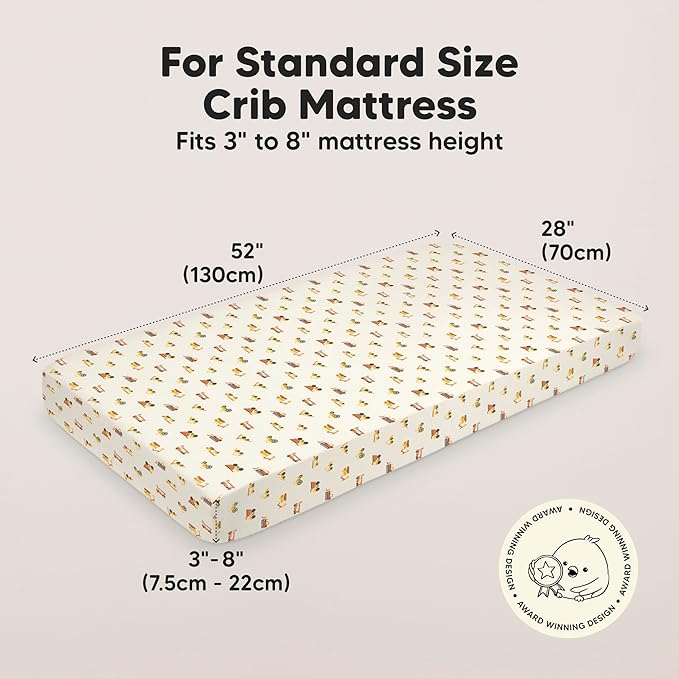 KeaBabies 2-Pack Baby Crib Sheets for Boys, Girls - 52x28 Viscose Derived from Bamboo Toddler Bed Sheets Neutral, Fitted Crib Mattress Cover for Standard Baby Bedding, Soft & Cozy (Construction)