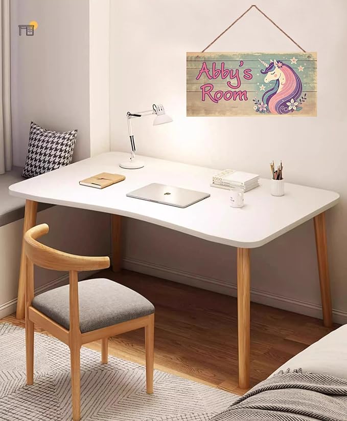 Personalized Sign Cute Unicorn Wall Decor Rainbow Decoration for Home Kitchen Bar Garage Vintage Retro Poster Plaque Decor for Kids Room Nursery Wall Decorations Stuff