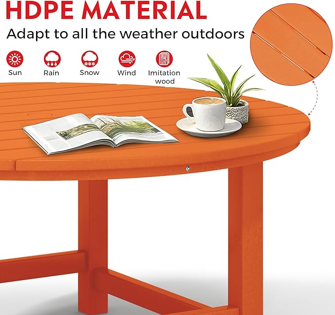 Costaelm Kids Dinner Table, Toddler Play Desk Student Desk Outdoor Childrens Picnic Tables for Children Arts & Crafts, Snack Time, Multi-Activity Table for Ages 2-8 in Home/Outside, Orange
