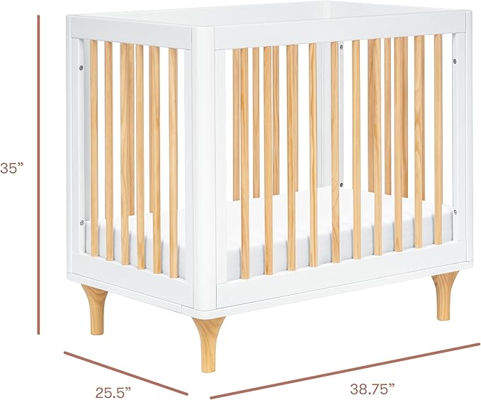 Babyletto Lolly 4-in-1 Mini Crib Convertible to Mini Wooden Toddler Bed, Daybed & Twin-Size Bed - GREENGUARD Gold Certified - Made of 100% Solid Wood - Includes Toddler Conversion Kit - Washed Natural