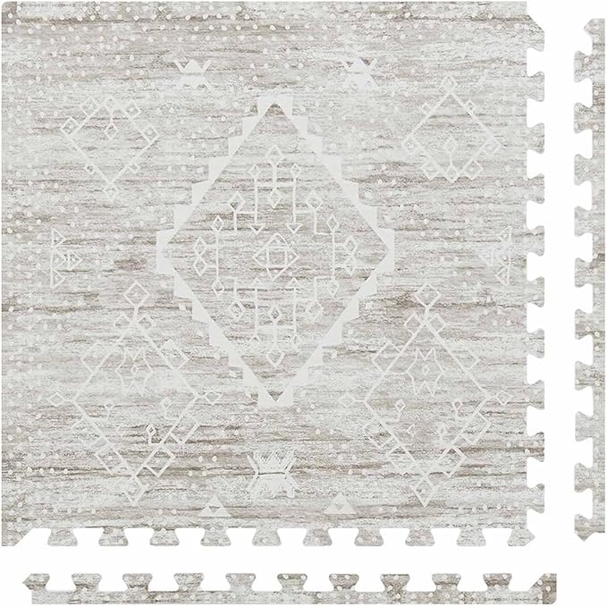 House of Noa Baby Play Mat – 4x8 Driftwood Ula – Set of 8 Tiles – Cushioned EVA Foam Play Mat for Floor, Soft Interlocking Baby Crawling Mats for Hard Floors