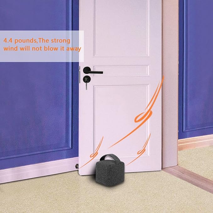 4.4 Lbs Decorative Door Stopper 2 Set, Heavy Duty Door Stopper for Bottom of Door, Weighted Fabric Door Stopper for Bedroom, Living Room, Office