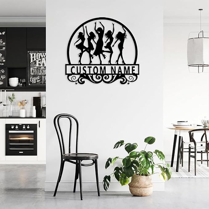 Custom Dance Girl Metal Sign with Dancer Silhouette - Personalized Wall Art for Dance Studio, Unique Teacher Gift, Add Name, Instructor Plaque for Home Decor,Bar, Dance Hall, Party Sign