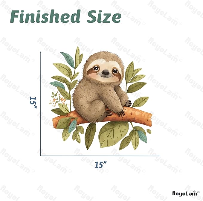 Cute Cartoon Sloth on Tree Branch Wall Decal Nursery Animal Wall Sticker Removable Peel and Stick Wall Art Decor Stickers for Kids Baby Classroom Preschool Playing Room Bedroom School