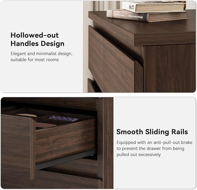Brown Tall 7 Drawer Dresser for Bedroom, Modern Wood Closet Dressers & Chests of Drawers with Jewelry Storage, 23.6" L*15.8" W*47.5" H in Large Vertical Dresser for Bedroom, Living Room, Nursery
