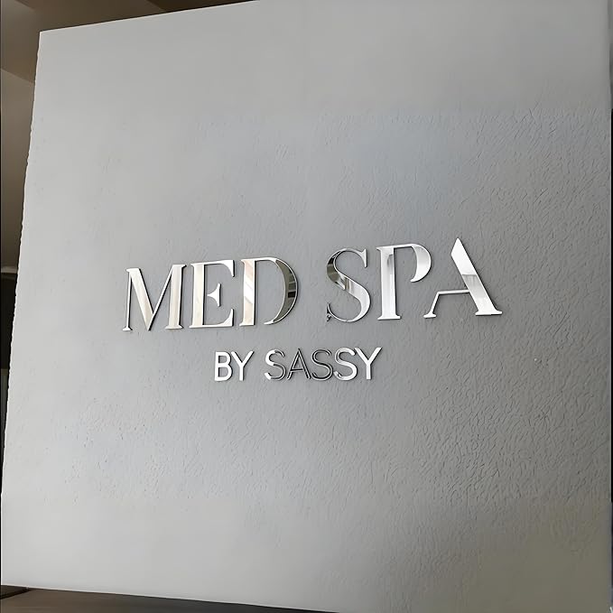 Custom Silver Acrylic Logo Sign for Business Salon or Office Wall Signage (Silver)