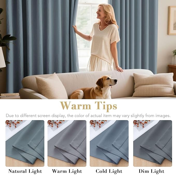 H.VERSAILTEX Bedroom Curtains Blackout Curtains for Living Room Thermal Insulated Room Darkening Window Treatment Extra Long Curtains/Drapes,Grommet Panels (Set of 2,52 by 108 - Inch,Stone Blue)