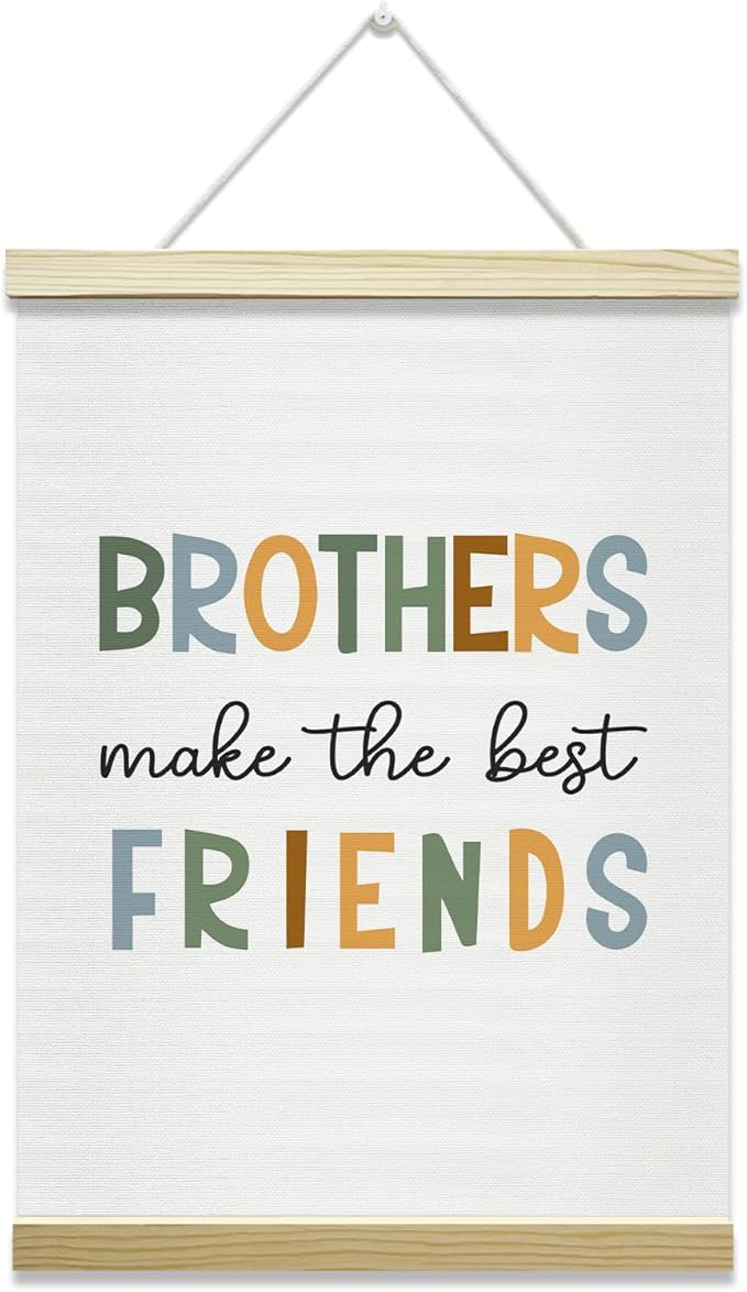 Nopoben Brothers Poster Hanger Frame - Brothers Make the Best Friends, Kids Room Wall Art With Wooden Poster Hanger, Boys Bedroom Playroom Game Room Decor(12x16 Inches)-04