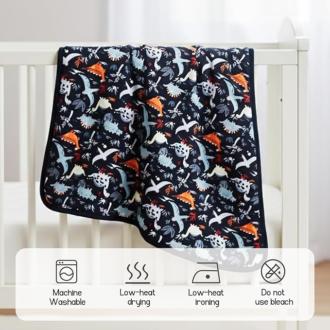 Supersoft Baby Blankets for Girls Boys, Rayon Made from Bamboo Baby Quilt - Breathable & Hypoallergenic Blanket for Bedding Crib Stroller 30"x40" (Dinosaur World)