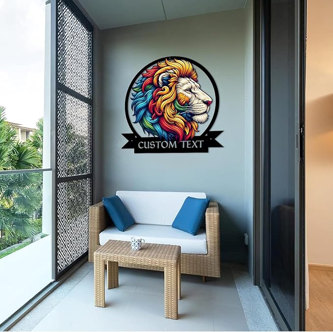 Metal Signs Customized, Lion Wall Decor for Living Room/Bedroom/Office, Personalized Birthday/Christmas/New Home Gift for Nature Lover/Brother