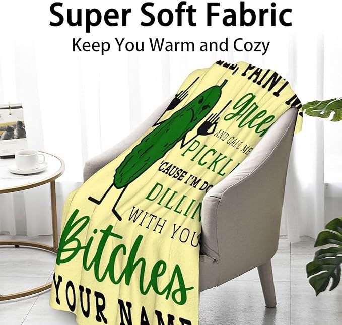 Custom Pickle Throw Blanket for Adults - 60x80 Inches Twin Size - Soft Fluffy Cozy Blankets Gift - Beige Novelty Blanket Throws for Bed, Sofa, Winter
