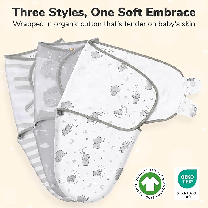 Mama Cheetah Baby Swaddle Sack 3-6 Month, Organic Cotton Swaddling Sleep Sack, Infant Swaddle Blanket, Large Swaddle Wrap, Easy Swaddles for Boy Girl, 3-Pack