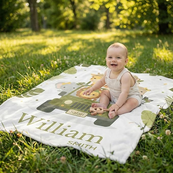 Personalized Baby Blanket for Girls, Custom Floral Baby Blanket with Name, Soft & Fuzzy Newborn Receiving Blankets for Toddler, Customized Baby Gifts for Birthday Baby Shower