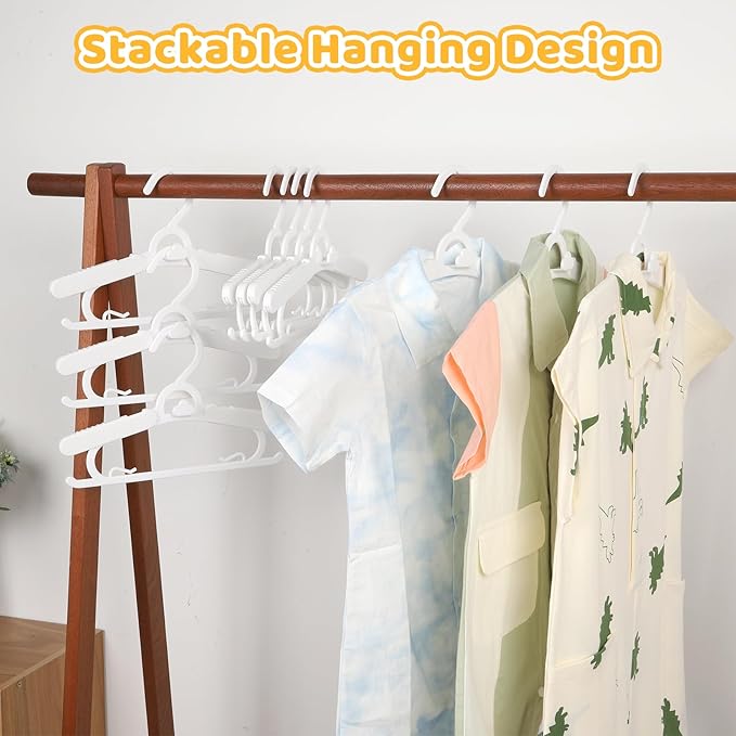 20 Pack Baby Clothes Hangers, 11-15" Adjustable Non-Slip Thickened Kid Hangers for Nursery Closet Toddlers Infant Children to Teenager (White)