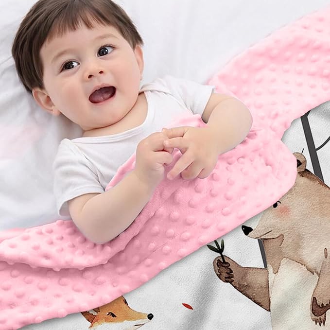 Personalized Baby Blankets for Girls, Custom Name Fox Sika Deer Design Baby Blanket, Soft Receiving Blanket for Newborns and Toddlers, Ideal for Baby Showers and Nursery Decor