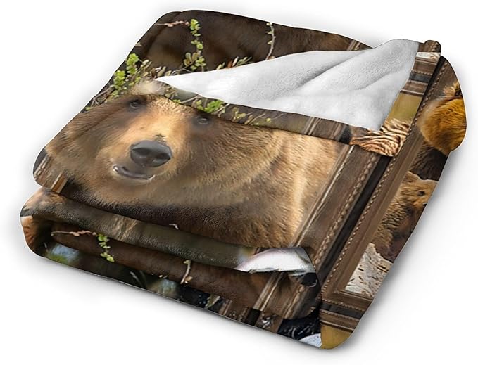 jerkboo Bear Blanket Throws Bear Gifts Bear Throw Blanket for Girls Women Kids Adults Soft Warm Cozy Fleece Blanket for Couch Sofa Bed 60""x50""