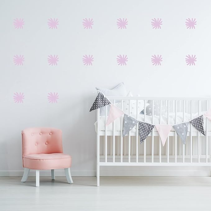 Decalcomania Pastel Purple Stars Wall Decor by Robin Zingone - Set of 18 Danish Pastel Room Decor Flower Wall Decals Removable Peel and Stick Wall Stickers - 4.7" Aesthetic Room Decor