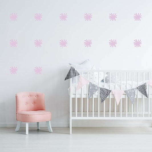 Decalcomania Pastel Purple Stars Wall Decor by Robin Zingone - Set of 18 Danish Pastel Room Decor Flower Wall Decals Removable Peel and Stick Wall Stickers - 4.7" Aesthetic Room Decor