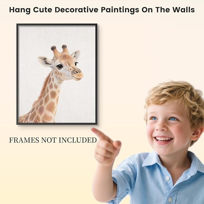 VOLIX Set of 6 Wall Art Unframed Jungle Animal Wall Hanging Decor for Kids Room, Nursery, Safari Themed Birthday Party, 12x16 inch