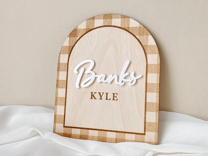 Personalized Baby Name Hospital Announcement Sign, Wooden Arch Design with 3D Letters, Nursery Room Decor