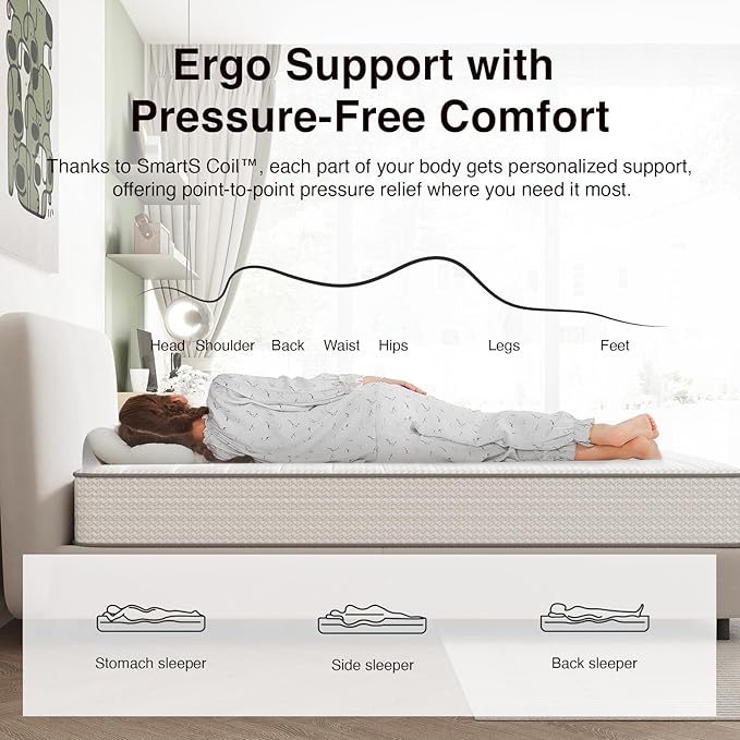 Novilla Twin Mattress, 8 Inch Twin Size Mattresses in a Box with Smarts™ Coil for Pressure Relief, Medium Plush Foam and Spring Hybrid Colchones with CertiPUR-US Certified for Kid for Kidss