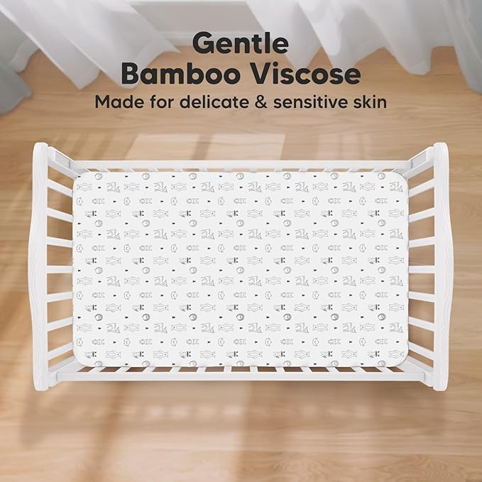 KeaBabies 2-Pack Baby Crib Sheets for Boys, Girls - 52x28 Viscose Derived from Bamboo Toddler Bed Sheets Neutral, Fitted Crib Mattress Cover for Standard Baby Bedding, Soft & Cozy (Woodland)