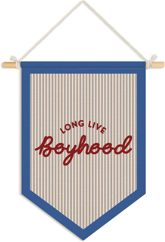Wheatwin Long Live Boyhood Pennant Flag Banner, Boys Room Decor, Vintage Playroom Wall Decor for Kids Boys Toddler Nursery Bedroom Playroom 15x11 Inch