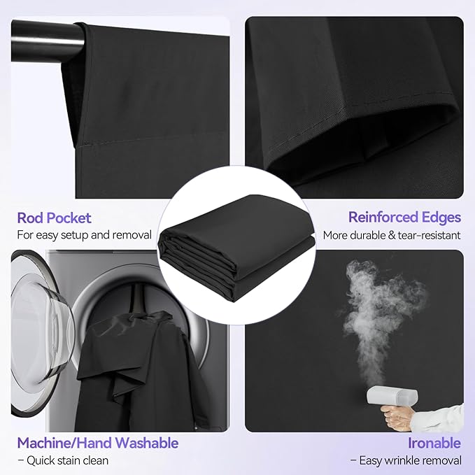 EMART 7 x 10 ft Adjustable Photography Backdrop Stand Kit with 9 x 6ft Black Curtain and Portable Large Format Screen with Polyester Material for Party, Live Game, Interviews, YouTube, TIK Tok