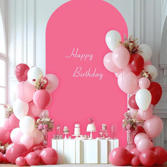 Hot Pink Arch Cover, 6.6FT Spandex Fitted Wedding Arch Stand Covers Round Top Chiara Backdrop Cover for Birthday Party Ceremony Banquet Decoration