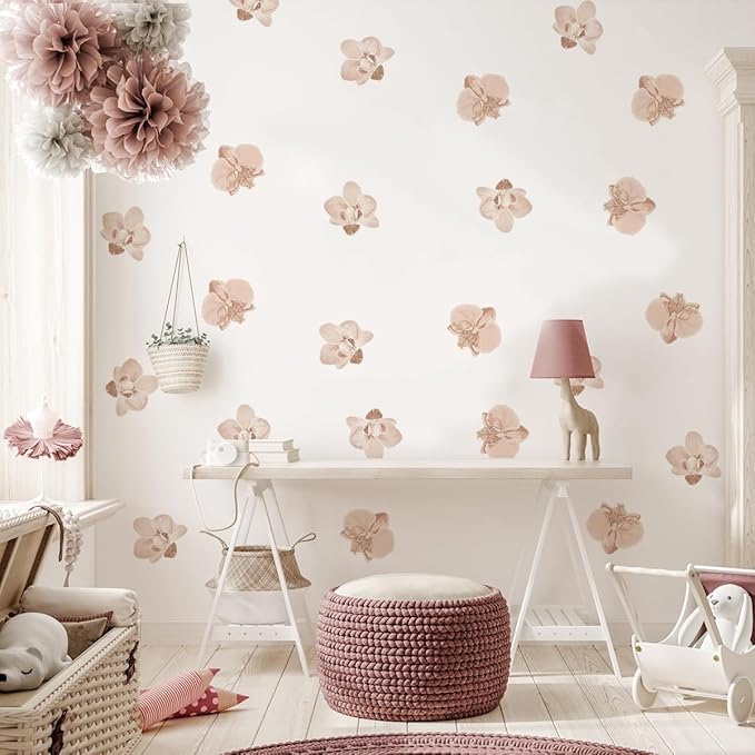 12x36 Inch Boho Floral Set Wall Decal- Nature, Leaves, Flower Themed DIY Boho Wall Decal Mural Set - 56 Pcs Stickers for Kitchen, Nursery, Office Decor - 3x2.5 Inch Decals (Boho Flower Design)