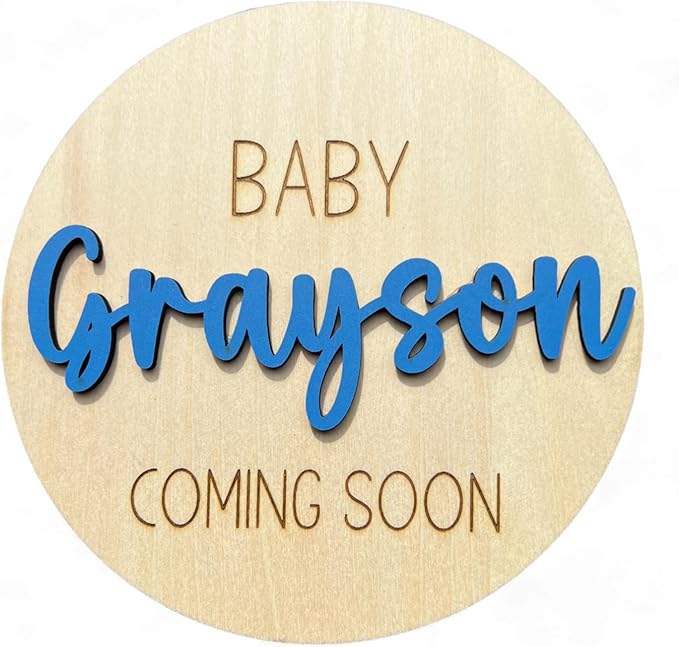 Baby Coming Soon Announcement Personalized Sign with date, Pregnancy Announcement plaque, maternity photo prop, Baby Announcement Sign (Baby Name)