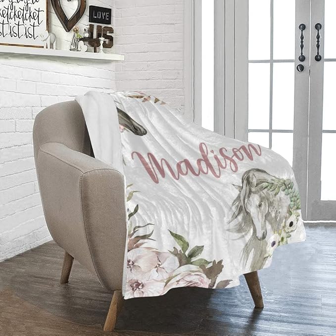 Personalized Baby Blanket With Name, Custom Name For Adult, Boys Girls, Best Gift Blanket, Kids Fleece and Sherpa Full Size DT27