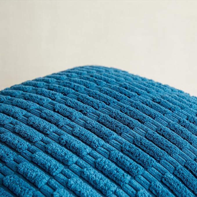 Fancy Homi 2 Packs Teal Decorative Throw Pillow Covers 16x24 Inch for Living Room Couch Bed Sofa, Rustic Farmhouse Fall Home Decor, Soft Striped Corduroy Square Cushion Case 40x60 cm