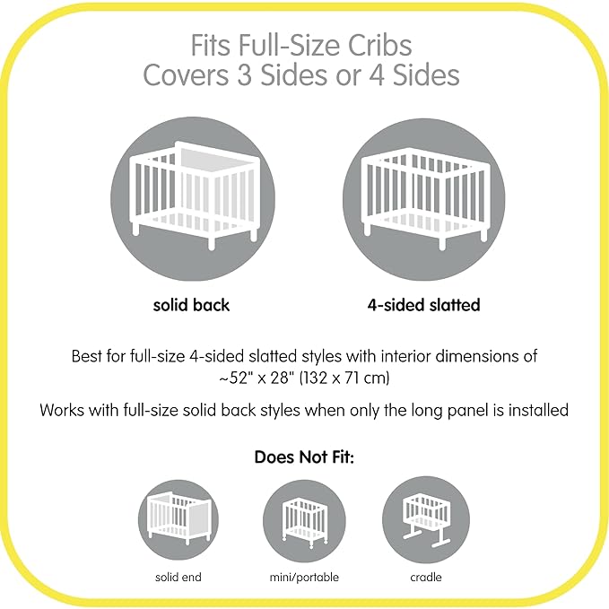 BreathableBaby Breathable Mesh Liner for Full-Size Cribs, Classic 3mm Mesh, Gray Clover (Size 4FS Covers 3 or 4 Sides)