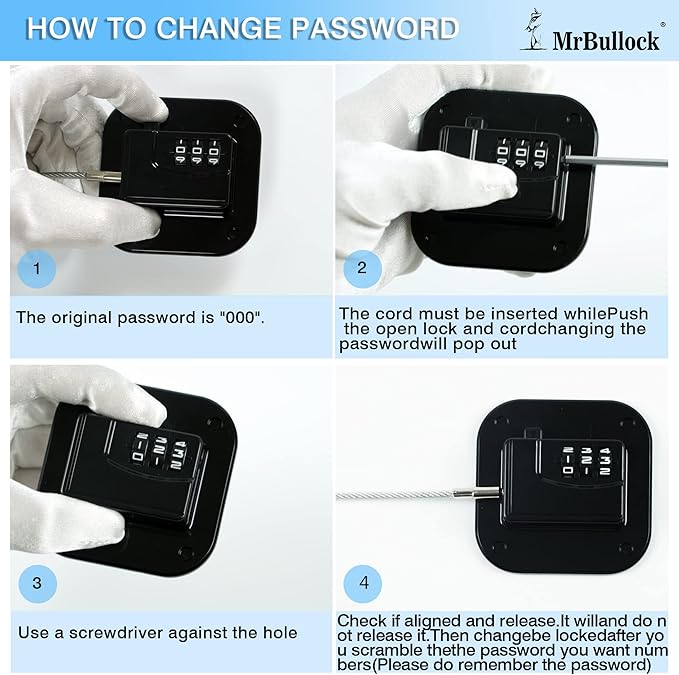 MrBullock Refrigerator Lock, 4 Pack, Combination Lock, Keyless, Childproof, Black
